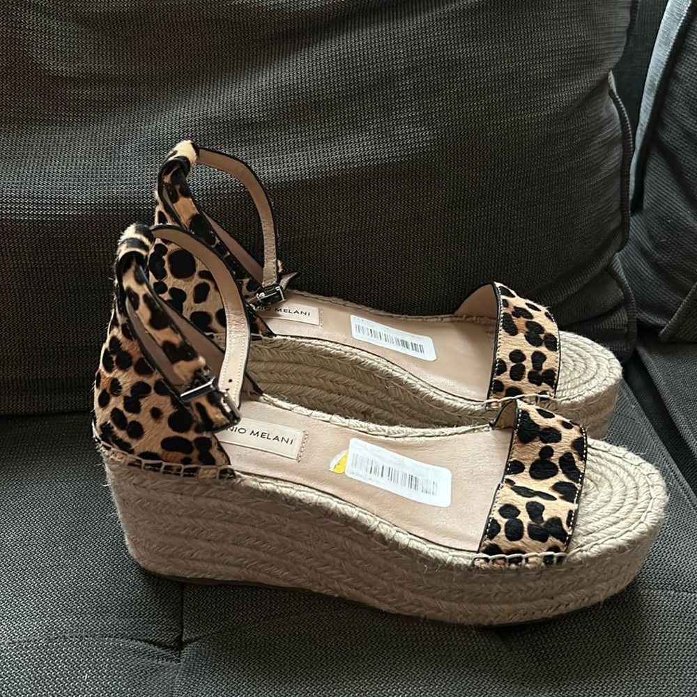 Antonio Milani platform animal print calf hair sandal 9.5 NWT